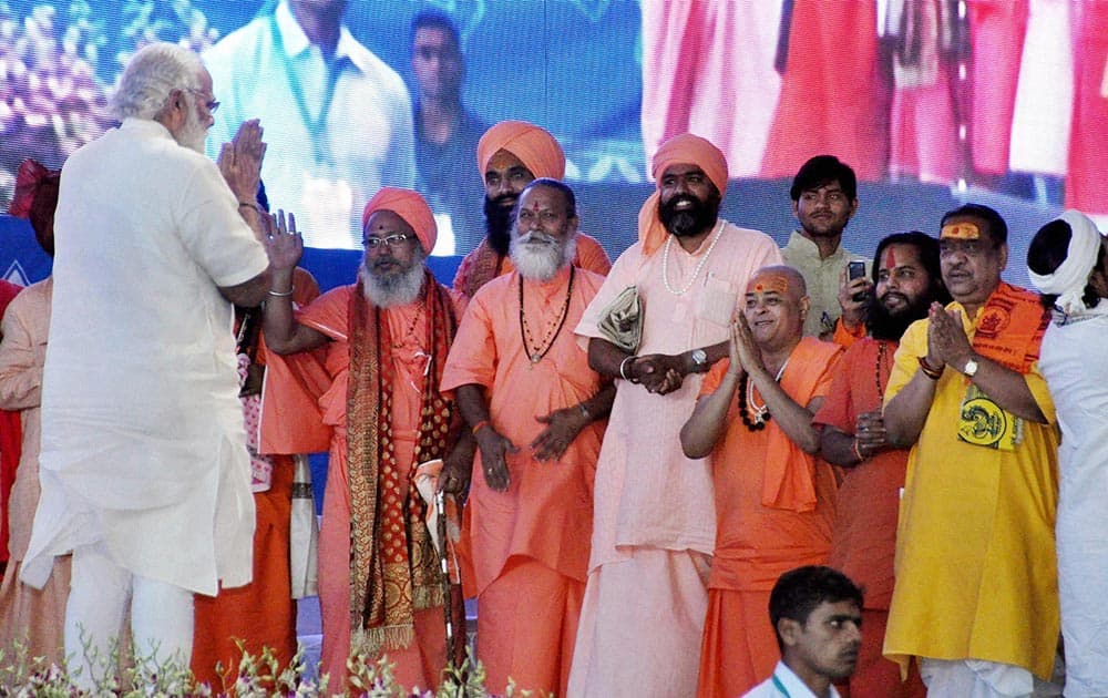 Prime Minister Narendra Modi at International Vichar Maha Kumbh during Simhastha Maha Kumbh Mela in Ujjain.