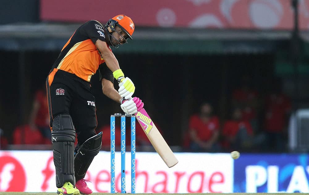 Yuvraj Singh of Sunrisers Hyderabad drives a delivery to the boundary during IPL 2016 in Mohali.