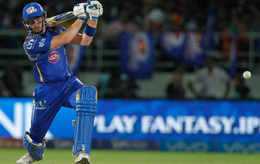 Mumbai Indians Martin Guptill plays a shot during IPL 2016 match against Delhi Daredevils in Visakhapatnam.