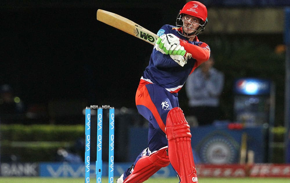 Quinton de Kock of Delhi Daredevils plays a shot during IPL 2016 match against Mumbai Indians in Visakhapatnam.