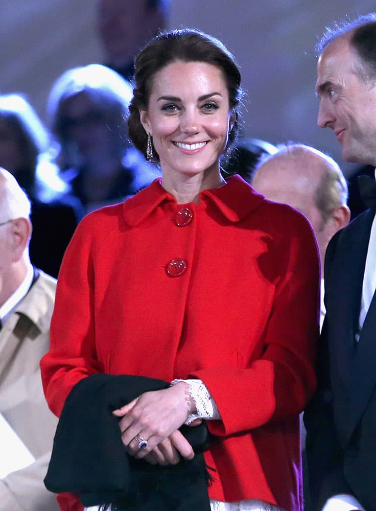 Britain's Kate, the Duchess of Cambridge, attends the televised celebration of Queen Elizabeth II's 90th birthday in the grounds of Windsor Castle in Berkshire.