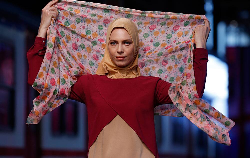 A model during the International Modest Fashion Week, in Istanbul.