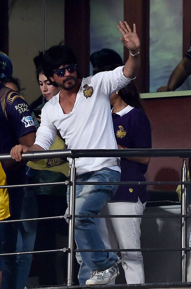 KKR owner Shahrukh Khan during an IPL match between KKR and RCB at Eden Garden in Kolkata.