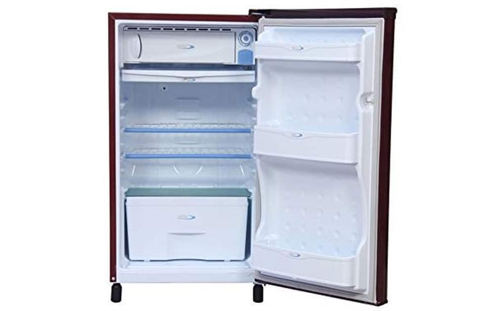 Kelvinator 163BR Single Door 150 Litres priced at Rs 8,799 (Amazon). It comes with 150 ltr capacity,437 x 460 x 777 mm dimension,Ajustable wire shelves,Energetic Freezer , 4 Years Compressor Warranty Period, 1 Year Body Warranty Period
