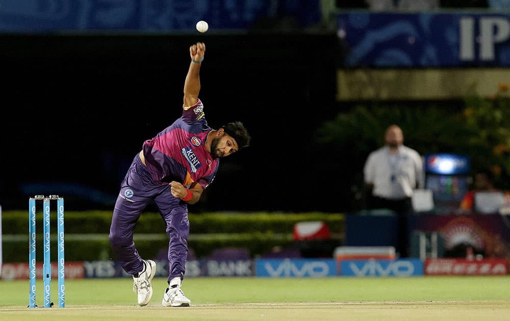 Ashok Dinda of Rising Pune Supergiants in action during a IPL 2016 match against Delhi Daredevils at the ACA-VDCA Stadium Visakhapatnam.