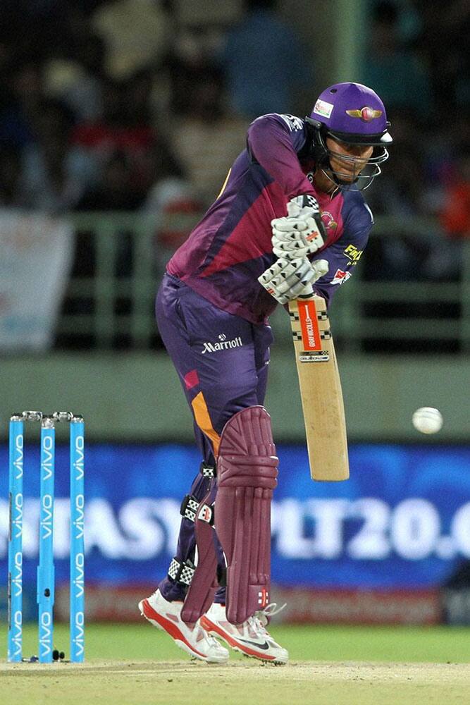 Usman Khawaja of Rising Pune Supergiants plays a shot during a IPL 2016 match against Delhi Daredevils at the ACA-VDCA Stadium, Visakhapatnam.