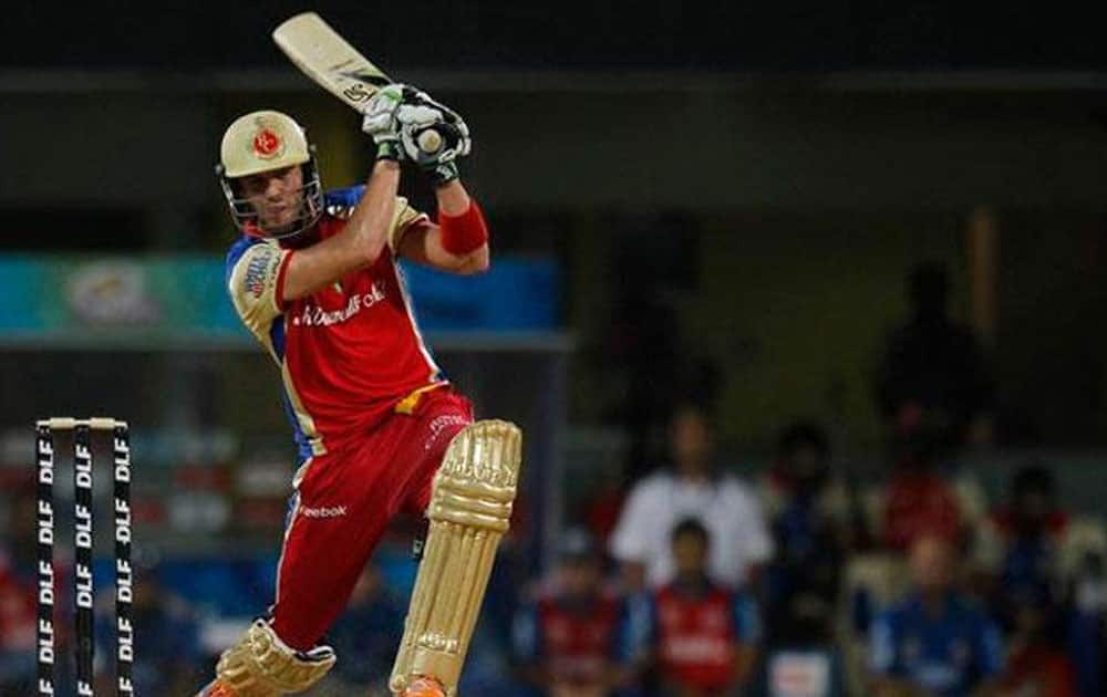 AB De Villiers took just 43 deliveries to reach the century mark against the Gujarat Lions for the Royal Challengers Bangalore at the Chinnaswamy Stadium in Bengaluru.