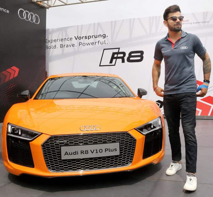 Cricketer Virat Kohli at the launch of the next generation Audi R8 V10 Plus at Taneja Aerospace and Aviation Limited at Denkanikotta Taluk, Belagondapalli near Bengaluru.
