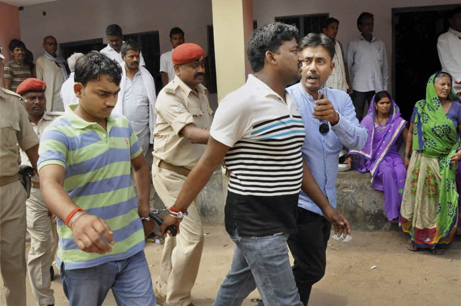 JDU MLC Bindi Yadavs son Rocky Yadav and brother Teni Yadav arriving at a Gaya court in connection with the Aditya Sachdeva murder case.