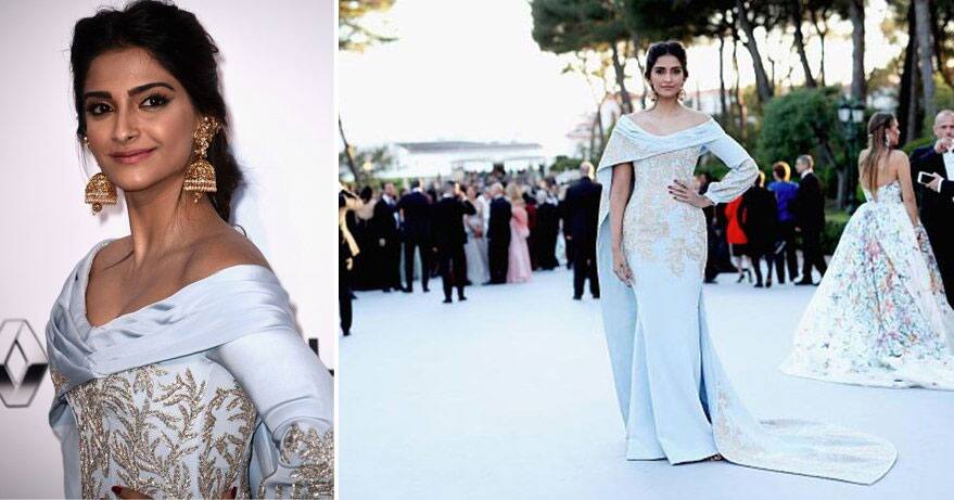 #SonamKapoor made her amfAR debut wearing jhumkas. Check out the best red carpet looks! http://bit.ly/20dM1nA- twitter@ELLEINDIA
