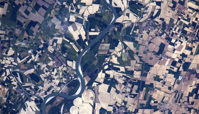View from space: Unique appearance of Po River Valley in northern Italy!
