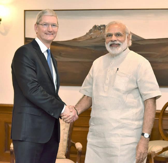 CEO, Apple, Tim Cook calls on Prime Minister Narendra Modi in New Delhi.