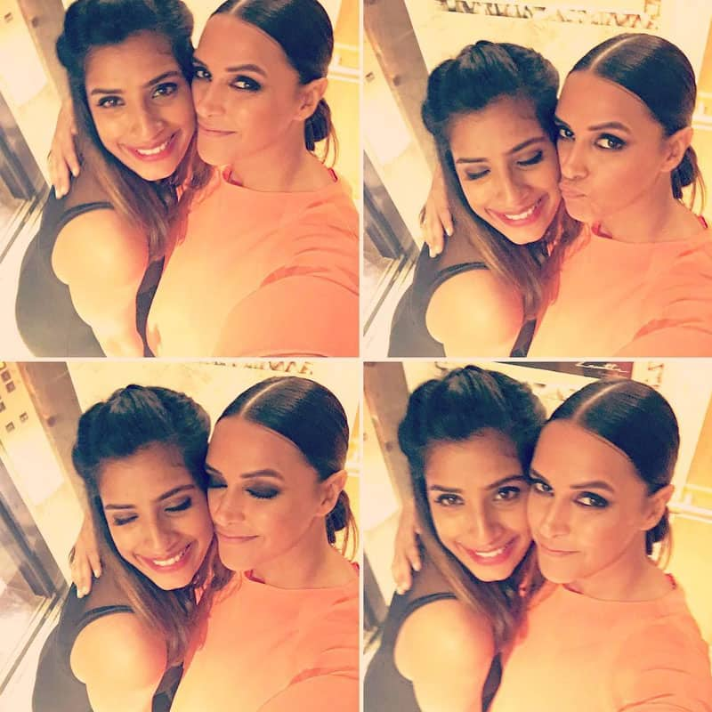 Neha Dhupia ‏@NehaDhupia  :- We click selfies till we get it right ... For the love of this one @ga3lyn @ The Leela Ambience… -instagram