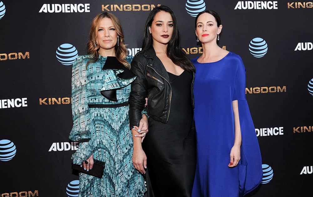 Kiele Sanchez, Natalie Martinez and Joanna Going attend the LA Premiere of Season Two 'Kingdom' held at Harmony Gold, in Los Angeles.
