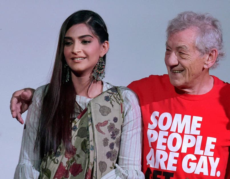 Hollywood actor Sir Ian McKellen and Bollywood actress Sonam Kapoor inaugurate the Kashish Film Festival in Mumbai.