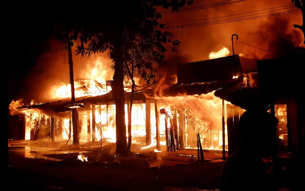 A massive fire broke out at a market in Chirang district of Assam.