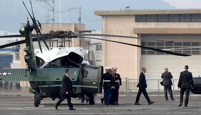 Barack Obama arrives at Hiroshima atomic bomb park
