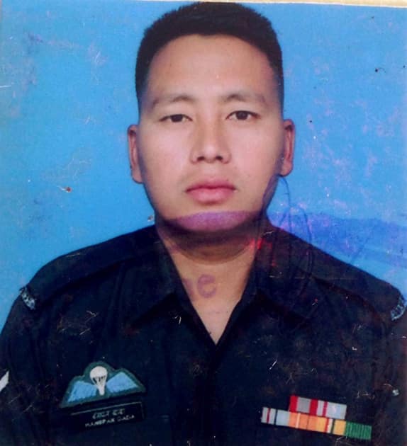 File photo of 36-year-old Havildar Hangpan Dada who fought valiantly at the 13,000-feet high Shamsabari range to eliminate four heavily-armed terrorists who infiltrated into North Kashmir from PoK before he laid down his life in Srinagar.