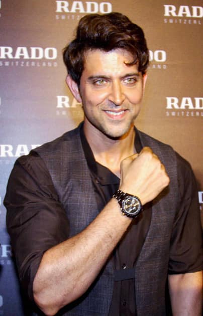 Bollywood actor and brand ambassador of Rado, Hrithik Roshan unveils Rado Brown high-tech ceramic collection in Mumbai.