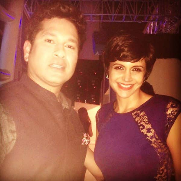 Post the launch event of #TrueBlue with @sachin_rt - twitter@mandybedi