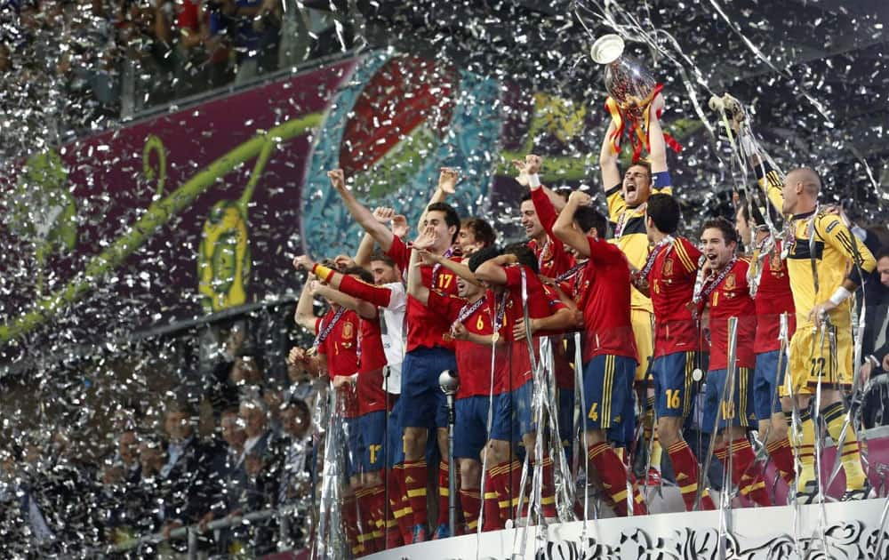 1) Spain are the current Champions after defeating Italy 4-0 in the finals of Euro 2012.