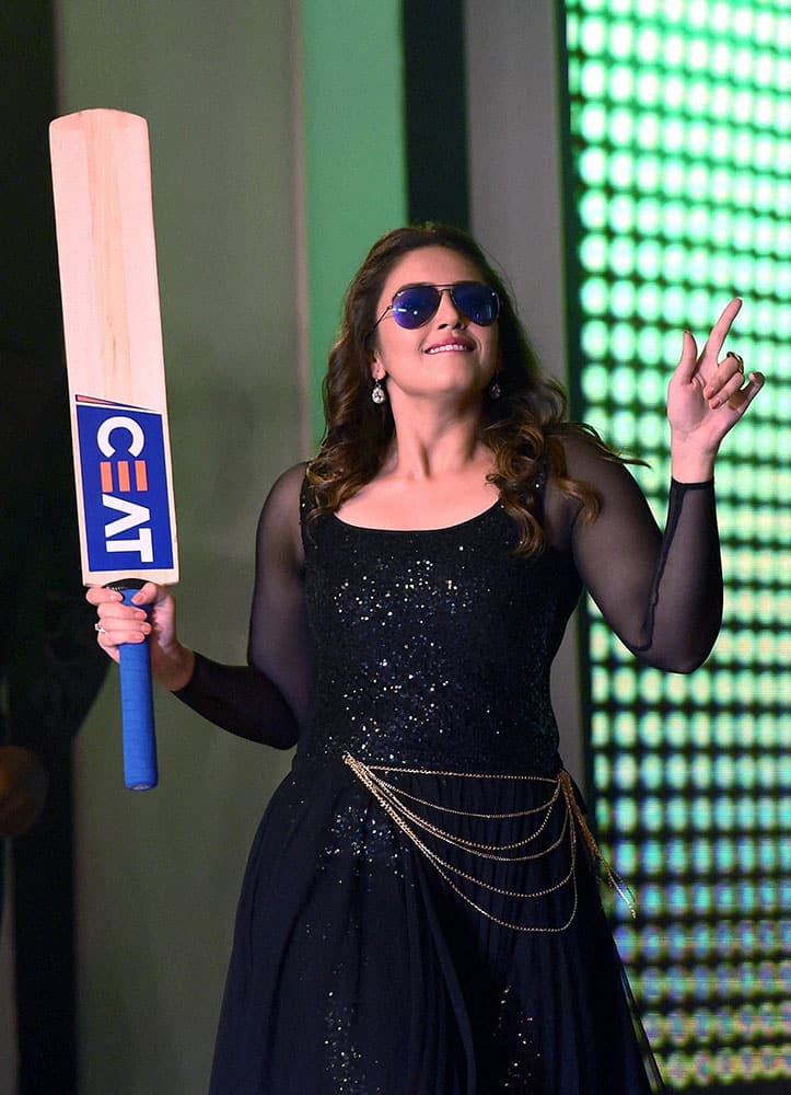 Bollywood actress Huma Qureshi performs at the CEAT Cricket Rating awards night in Mumbai.