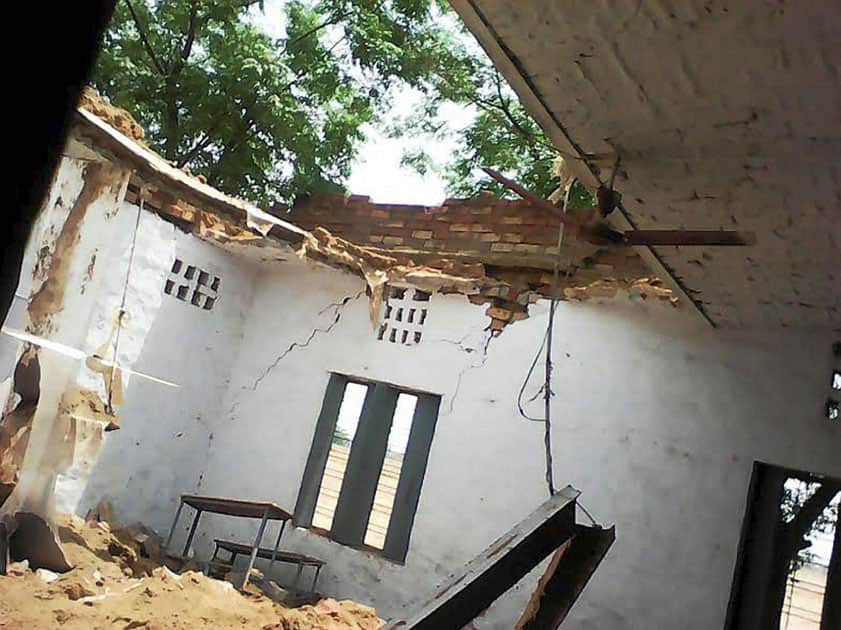 A school building collapses in Jind.