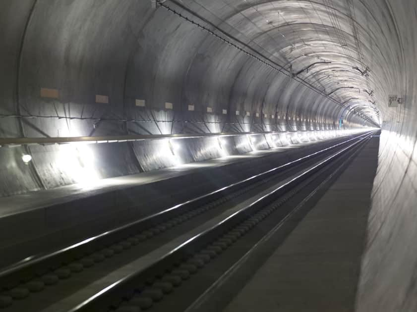 After 17 years of construction work, the Gotthard Base Tunnel opened for the first time extending 57 km in length in Switzerland.