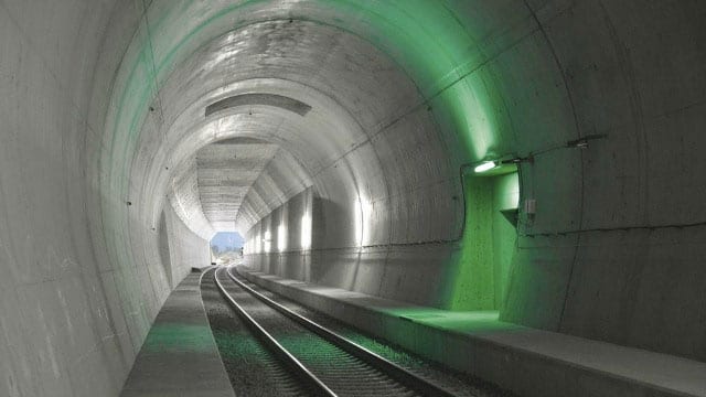 After 17 years of construction work, the Gotthard Base Tunnel opened for the first time extending 57 km in length in Switzerland.