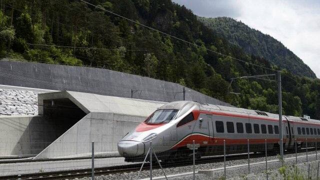 After 17 years of construction work, the Gotthard Base Tunnel opened for the first time extending 57 km in length in Switzerland.