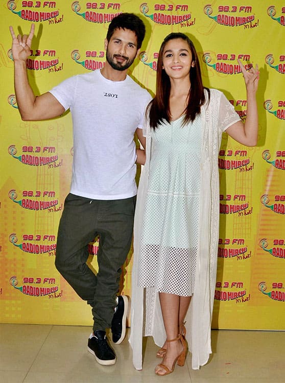 Bollywood actors Shahid Kapoor and Alia Bhatt during the promotion of their upcoming film Udta Punjab in Mumbai.