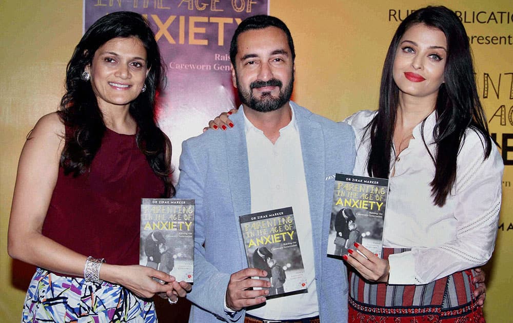 Bollywood actor Aishwarya Rai Bachchan launches author Zirak Markers book Parenting in the Age of Anxiety in Mumbai.