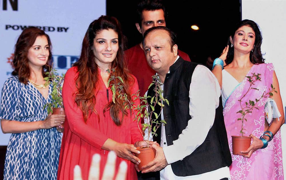 Bollywood actor Raveena Tandon during an awareness programme on the World Environment Day in Mumbai.