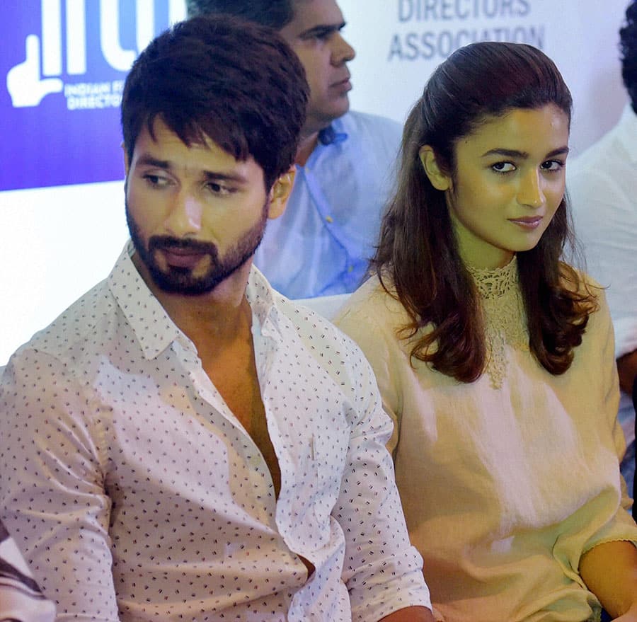 Shahid Kapoor and Alia Bhatt at a press conference organized by IFTDA