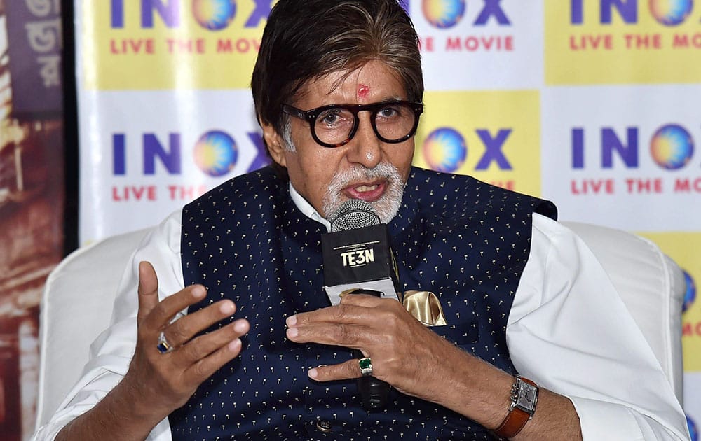 Amitabh Bachchan during promotion of his upcoming film TE3N