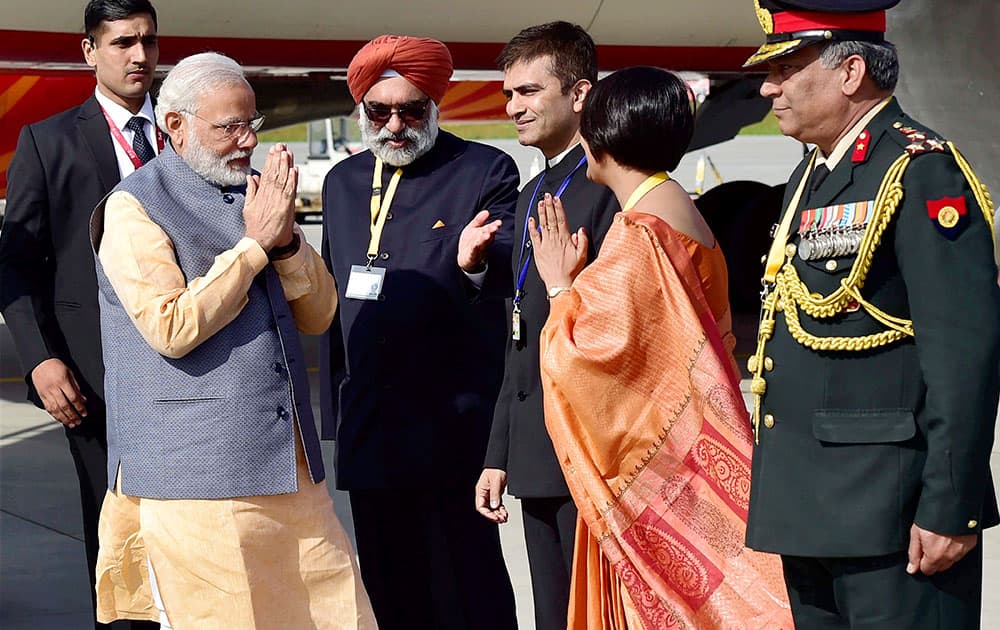 PM Modi arrives in Frankfurt airport