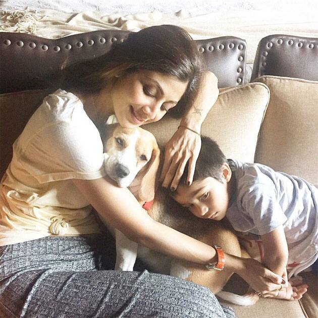 Lazy Sundays with both my babies- SHILPA SHETTY KUNDRA