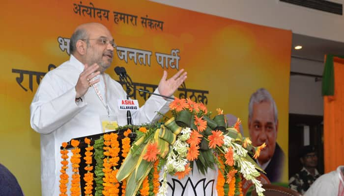 BJP&#039;s national executive meet: Amit Shah lauds Modi govt; slams Congress, Samajwadi Party