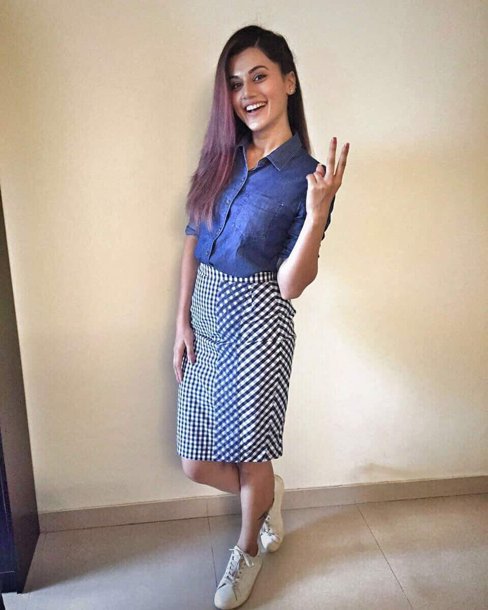 And it's a Manish Bansal skirt for radio channel promotions - taapsee