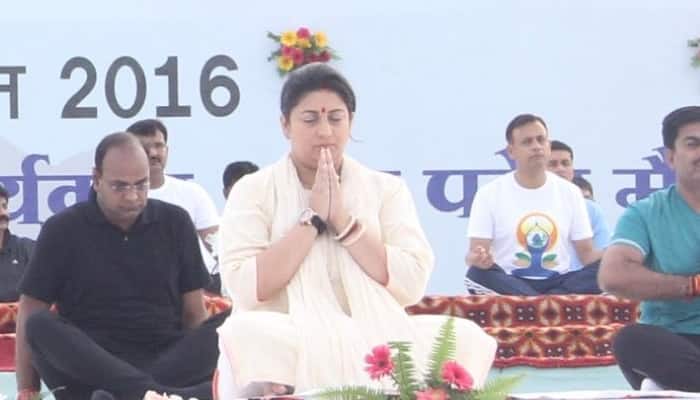 Smriti Irani leads Yoga Day celebrations in Madhya Pradesh
