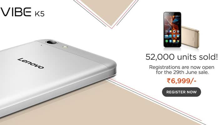 52,000 units of Lenovo Vibe K5 sold in first flash sale; registration for 2nd round opens