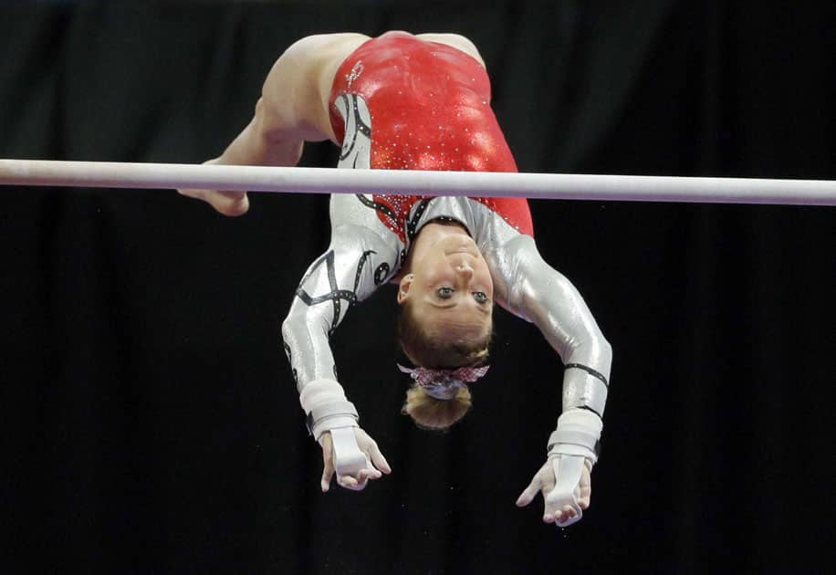 MyKayla Skinner competes on the uneven bars