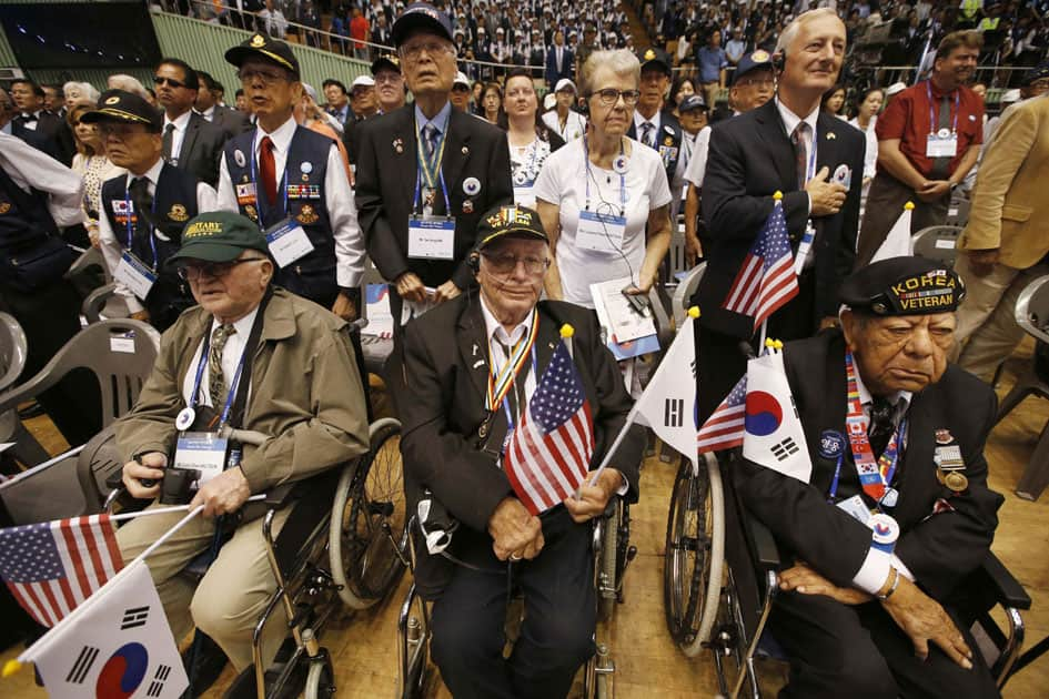 Korean War veterans from the U.S. attend a ceremony 