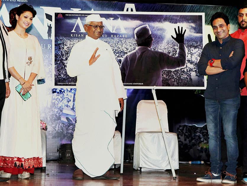 Anna Hazare during the poster launch of film Anna in Mumbai