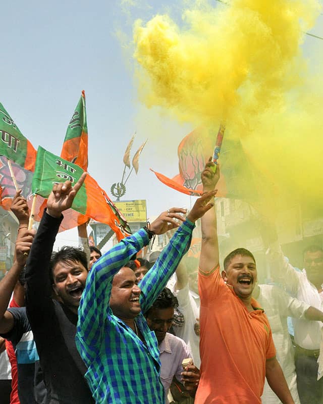 Arjun Meghwal's supporters celebrate