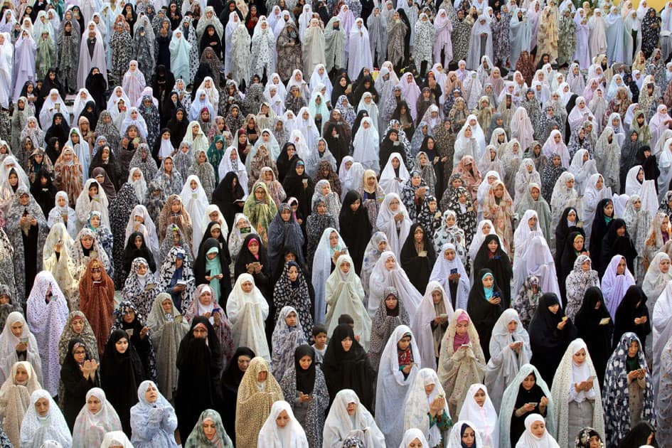 women attend the Eid al-Fitr