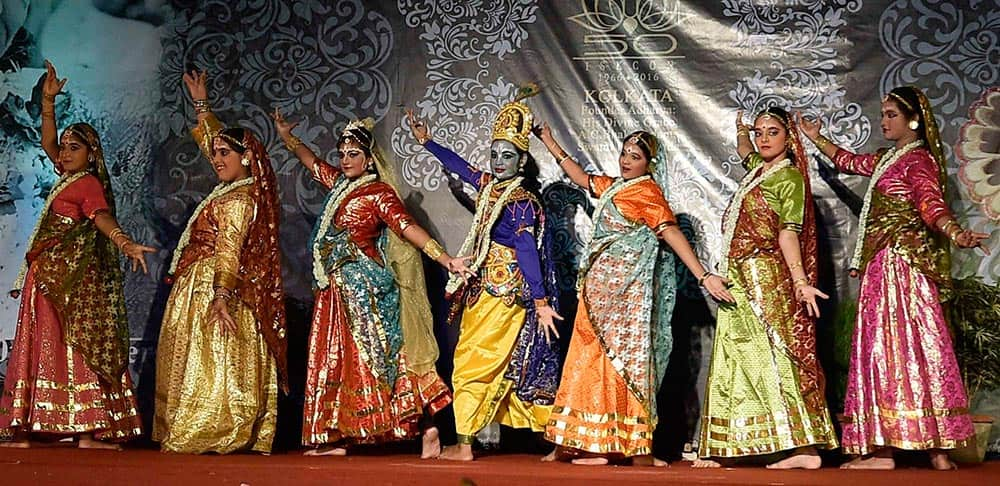 Artists performing during ISKCON Rathyatra festival at Maidan in Kolkata.