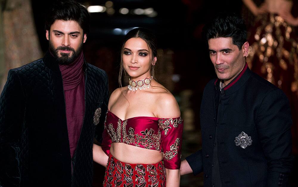 Deepika Padukone, and Fawad Khan with India designer Manish Malhotra