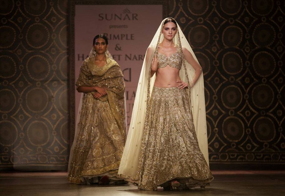 Models display creations by designers Rimple & Harpreet Narula