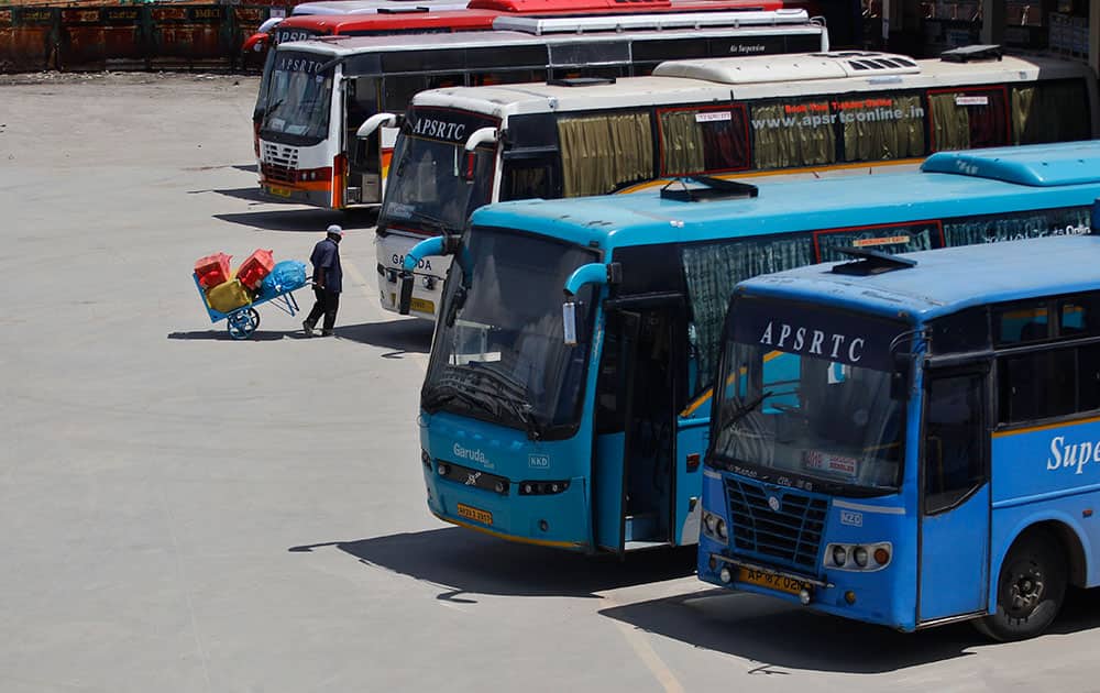 bus terminus during a statewide strike of buses in Bangalore